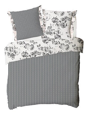 Future Home - Parure de lit 2 personnes en coton 57 fils imprimé blanc