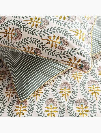 Parure de lit 2 personnes floral charme rayé - Future Home