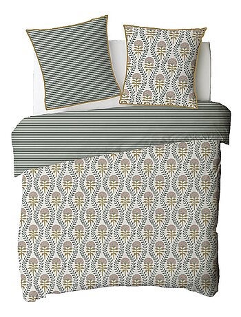Parure de lit 2 personnes floral charme rayé - Future Home