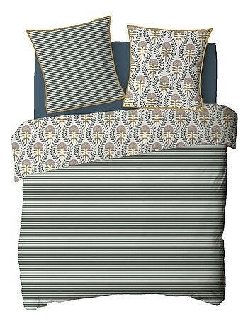 Parure de lit 2 personnes floral charme rayé - Future Home