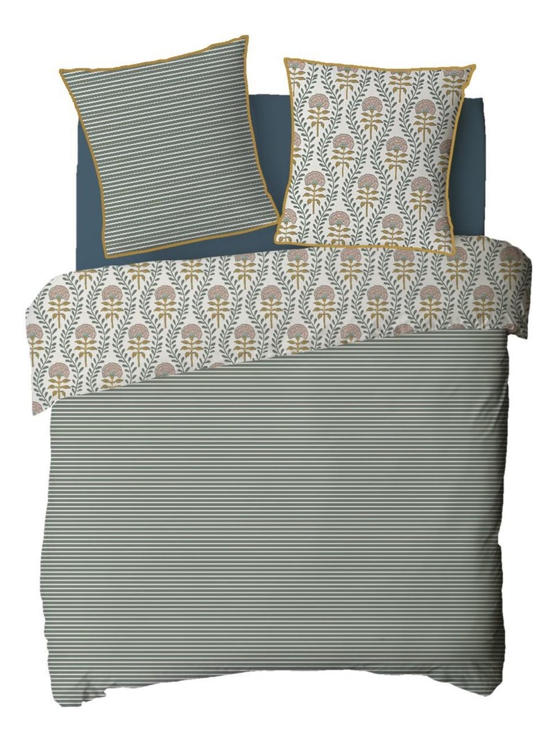 Parure de lit 2 personnes floral charme rayé - Future Home Multicolore - Kiabi