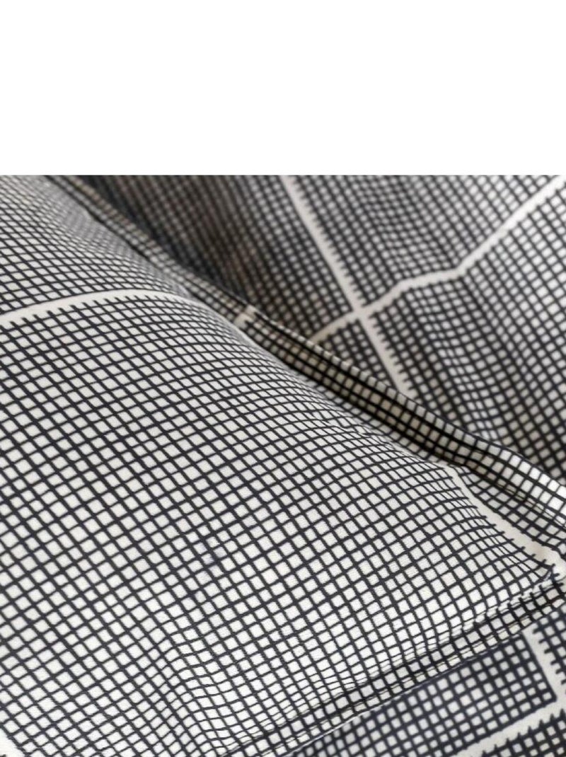 Parure de lit 2 personnes imprimé a carreaux coton SUNSHINE EMA Gris - Kiabi