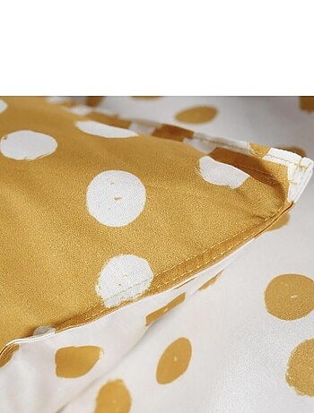 Parure de lit 2 personnes imprimé a pois coton SUNSHINE CALI