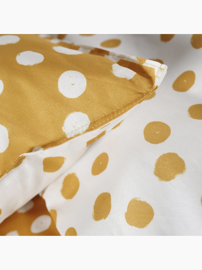 Parure de lit 2 personnes imprimé a pois coton SUNSHINE CALI Jaune - Kiabi