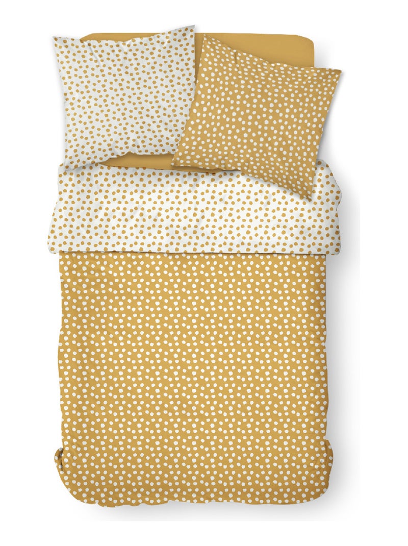 Parure de lit 2 personnes imprimé a pois coton SUNSHINE CALI Jaune - Kiabi