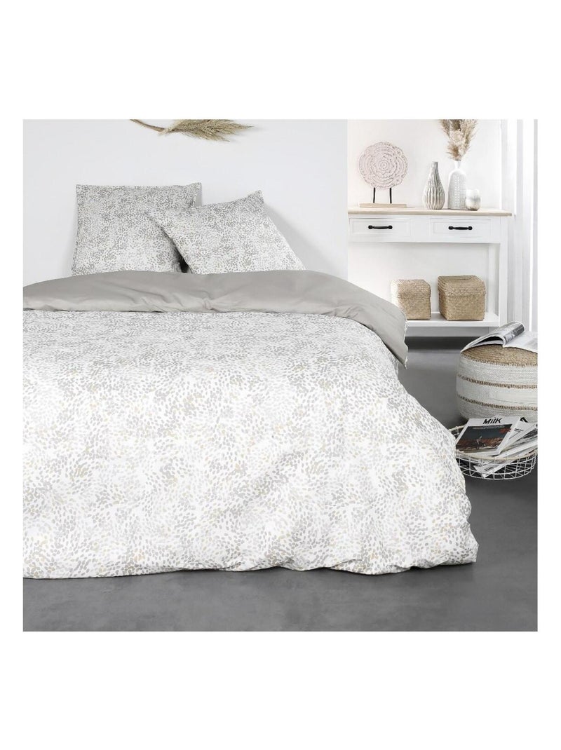 Parure de lit 2 personnes imprimé a pois coton SUNSHINE EDEN Beige - Kiabi
