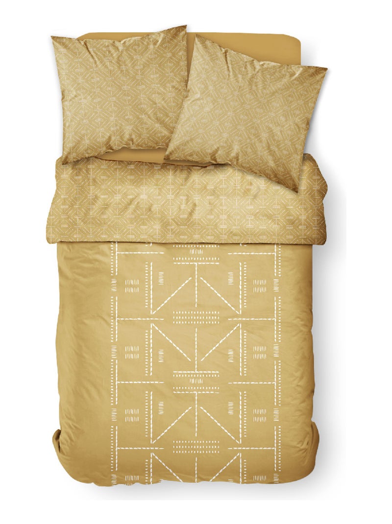 Parure de lit 2 personnes imprimé ethnique coton SUNSHINE KAELI Jaune - Kiabi