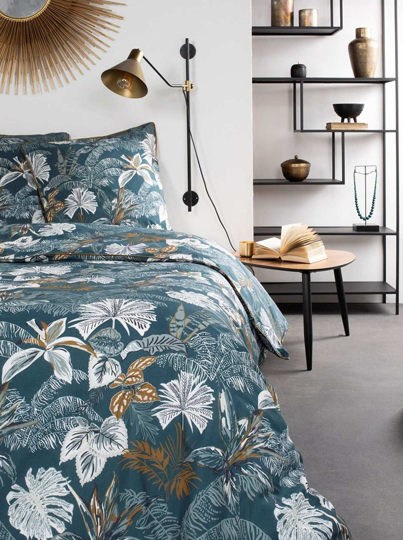 Parure de lit 2 personnes imprimé floral coton HOTEL TROPIK JULIANA Bleu - Kiabi