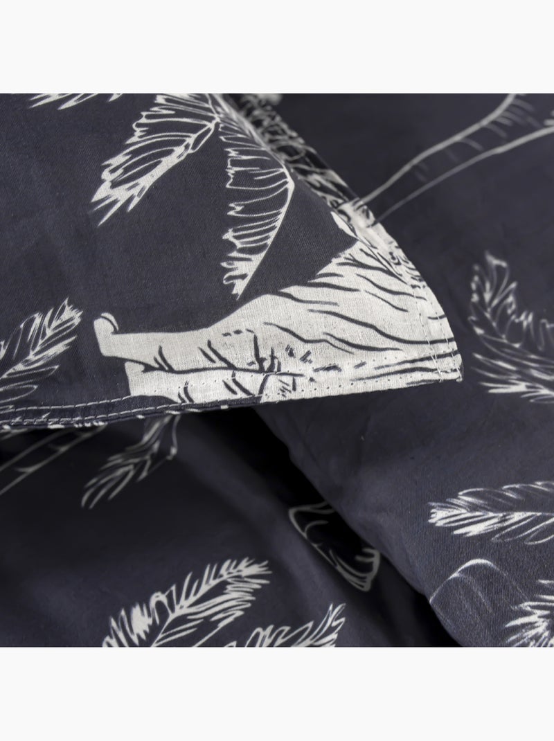 Parure de lit 2 personnes imprimé floral coton SUNSHINE ACHIL Noir - Kiabi