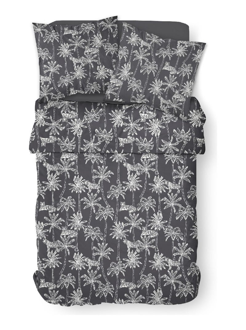Parure de lit 2 personnes imprimé floral coton SUNSHINE ACHIL Noir - Kiabi