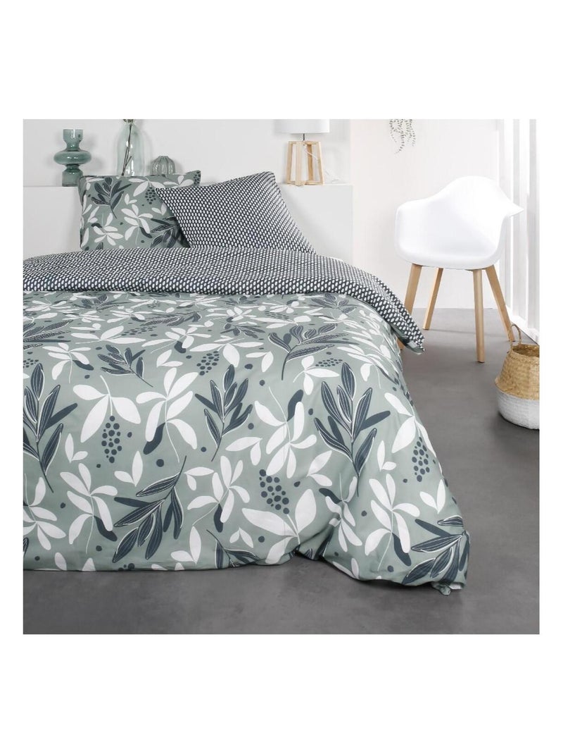 Parure de lit 2 personnes imprimé floral coton SUNSHINE AGA Vert - Kiabi