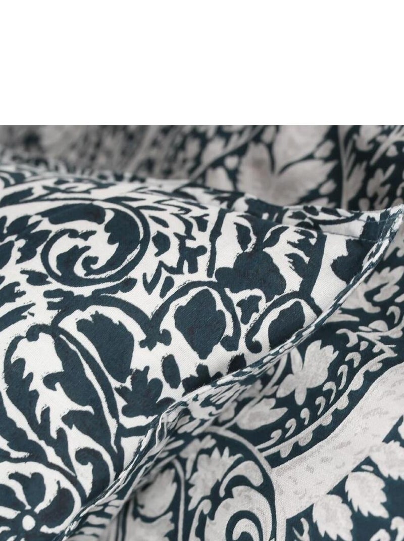 Parure de lit 2 personnes imprimé floral coton SUNSHINE AUDE Bleu - Kiabi