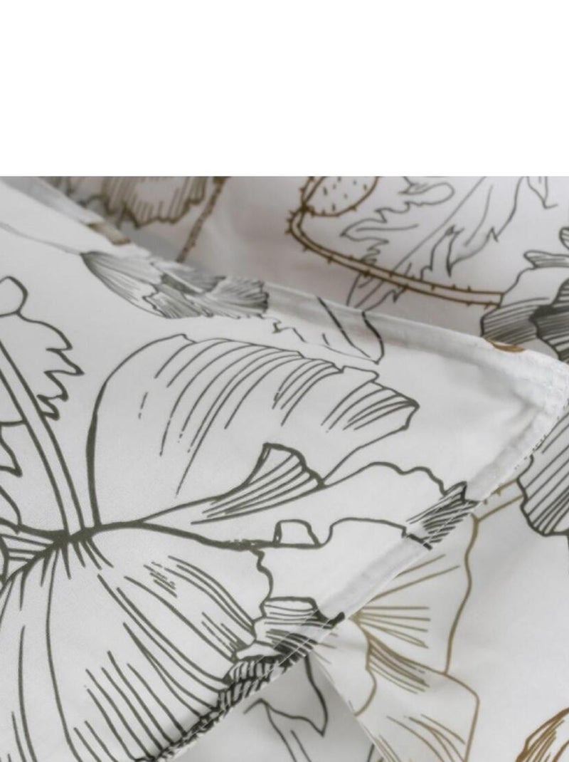 Parure de lit 2 personnes imprimé floral coton SUNSHINE EDDI Blanc - Kiabi