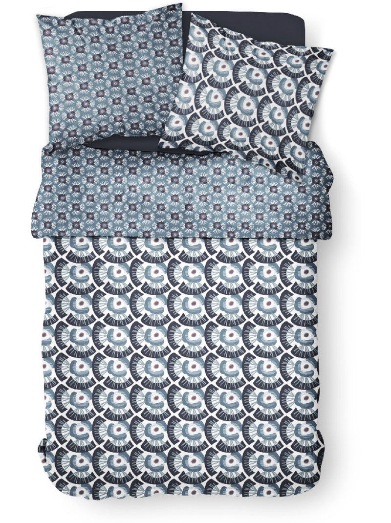 Parure de lit 2 personnes imprimé floral coton SUNSHINE FAUST Bleu - Kiabi
