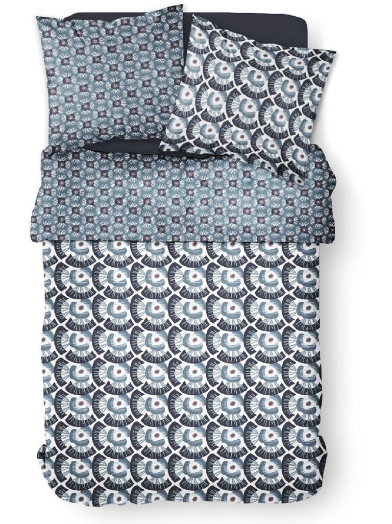 Parure de lit 2 personnes imprimé floral coton SUNSHINE FAUST Bleu - Kiabi