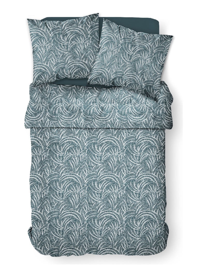 Parure de lit 2 personnes imprimé floral coton SUNSHINE GABY Bleu - Kiabi