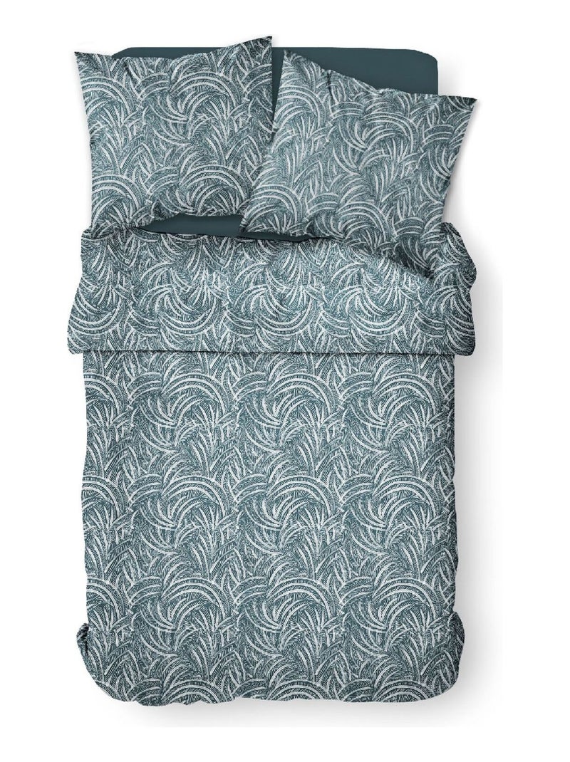 Parure de lit 2 personnes imprimé floral coton SUNSHINE GABY Bleu - Kiabi