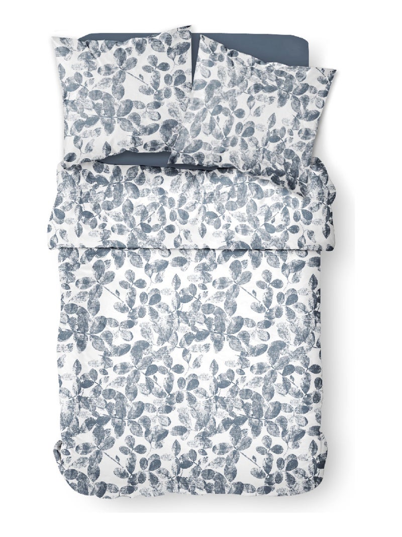 Parure de lit 2 personnes imprimé floral coton SUNSHINE GAEL Bleu - Kiabi