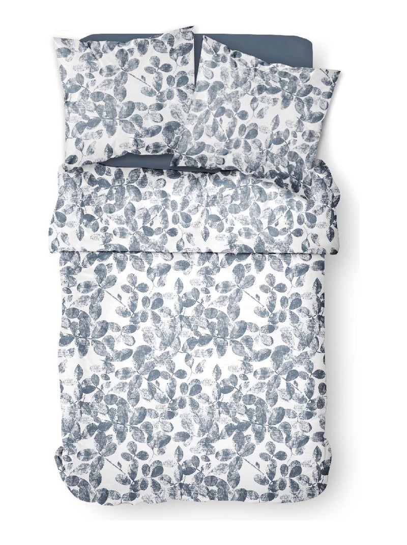 Parure de lit 2 personnes imprimé floral coton SUNSHINE GAEL Bleu - Kiabi
