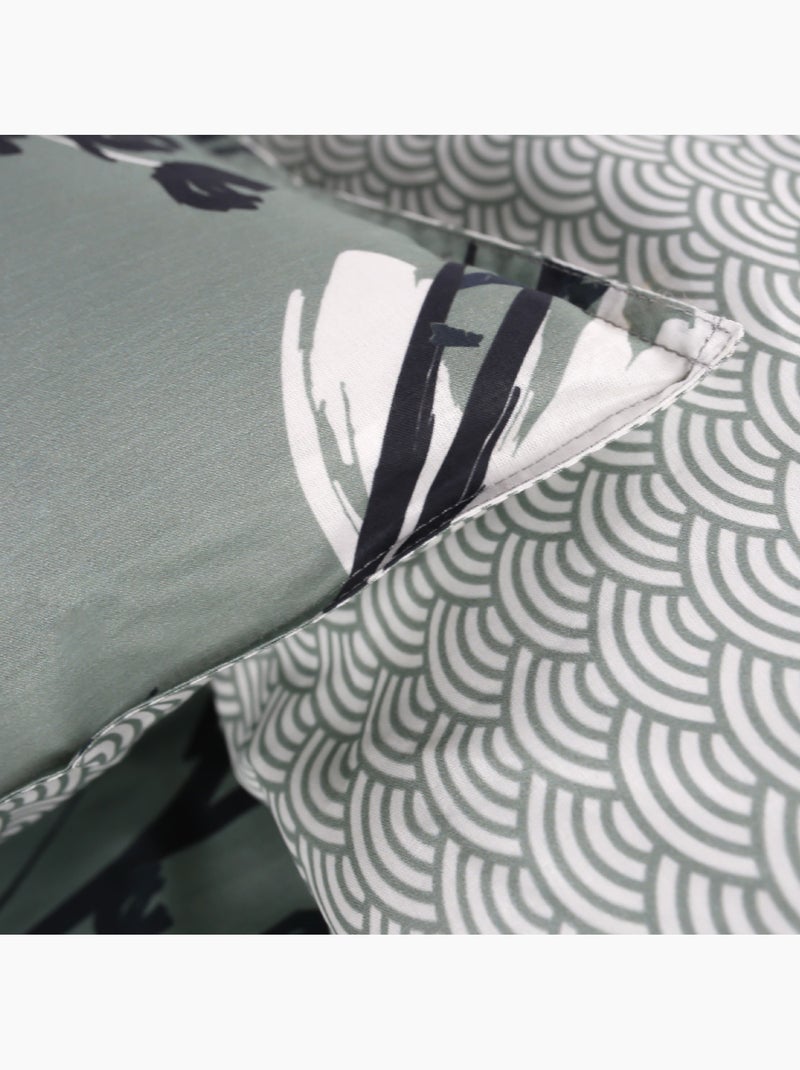 Parure de lit 2 personnes imprimé floral coton SUNSHINE ILA Vert - Kiabi