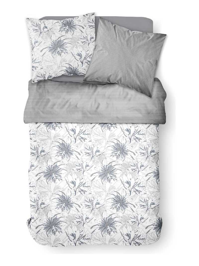 Parure de lit 2 personnes imprimé floral coton SUNSHINE KAIS Blanc - Kiabi