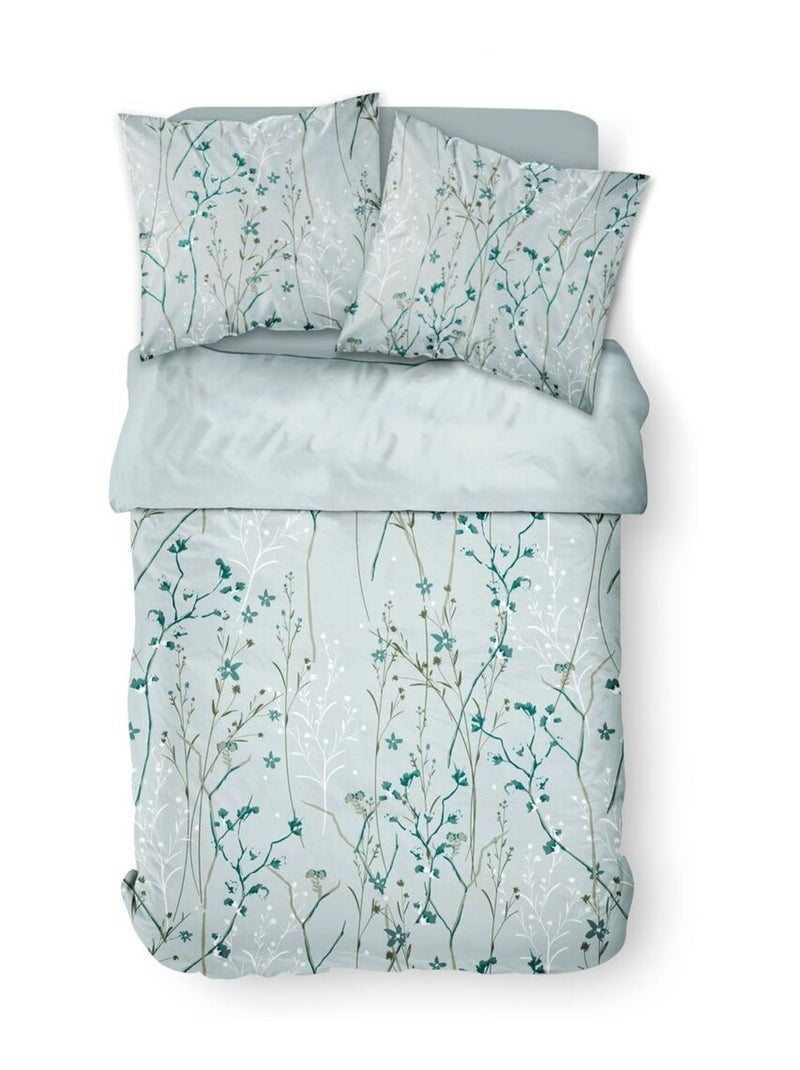 Parure de lit 2 personnes imprimé floral coton SUNSHINE SASHA Vert - Kiabi