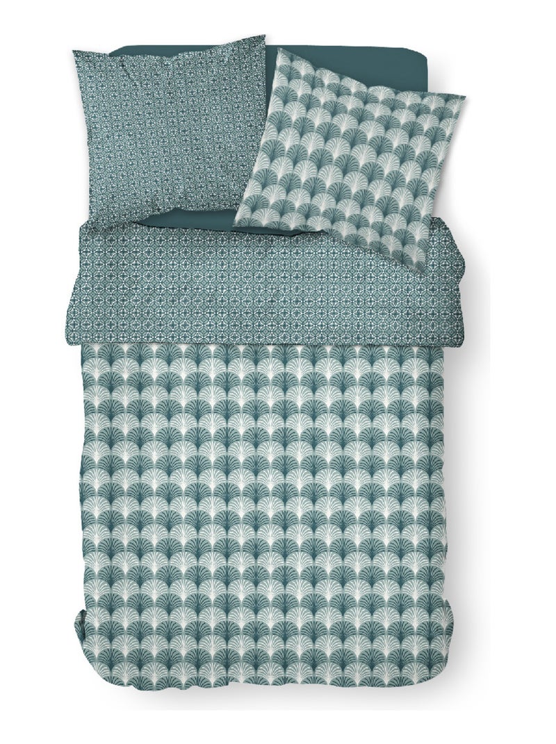 Parure de lit 2 personnes imprimé géométrique coton SUNSHINE BARTH Bleu - Kiabi