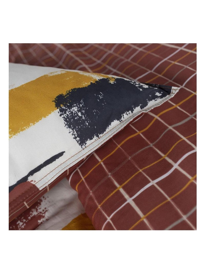 Parure de lit 2 personnes imprimé géométrique coton SUNSHINE CHANE Rouge - Kiabi