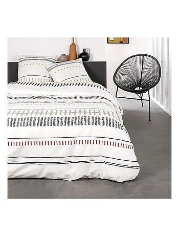 Parure de lit 2 personnes imprimé géométrique coton SUNSHINE EVE
