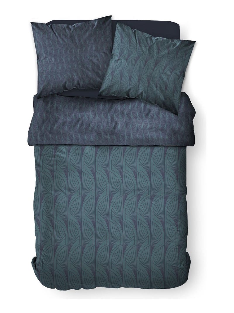 Parure de lit 2 personnes imprimé géométrique coton SUNSHINE LAETI Bleu - Kiabi