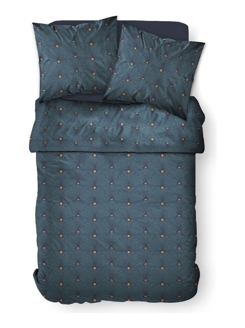 Parure de lit 2 personnes imprimé géométrique coton SUNSHINE LAETI Bleu - Kiabi