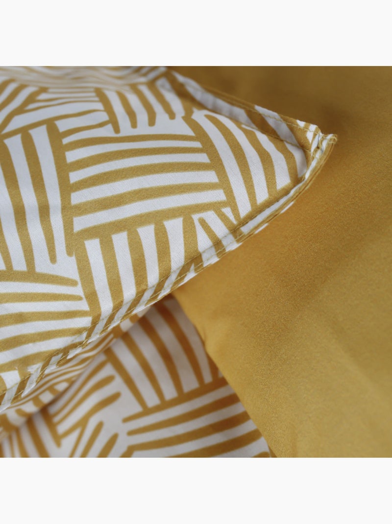 Parure de lit 2 personnes imprimé géométrique coton SUNSHINE MAHE Jaune - Kiabi