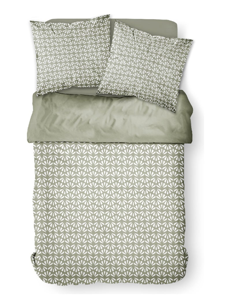 Parure de lit 2 personnes imprimé géométrique coton SUNSHINE SWAN Vert - Kiabi