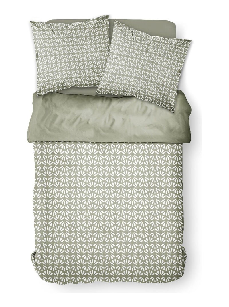 Parure de lit 2 personnes imprimé géométrique coton SUNSHINE SWAN Vert - Kiabi