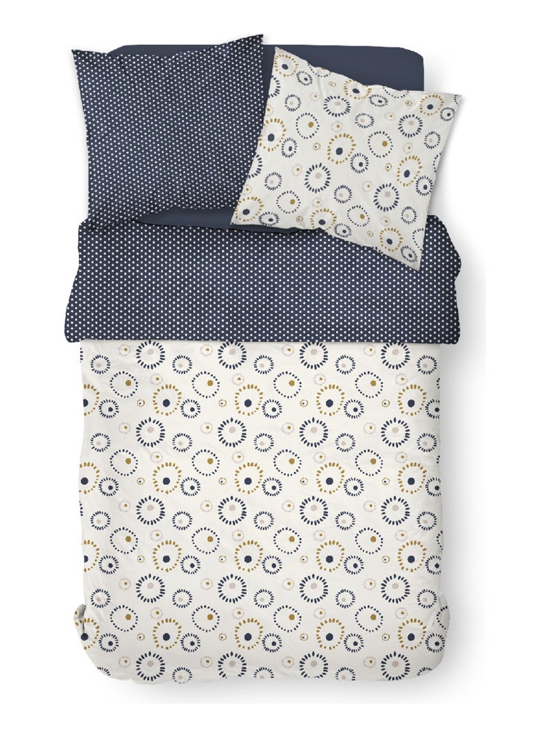 Parure de lit 2 personnes imprimé graphique coton SUNSHINE ALICE Beige - Kiabi