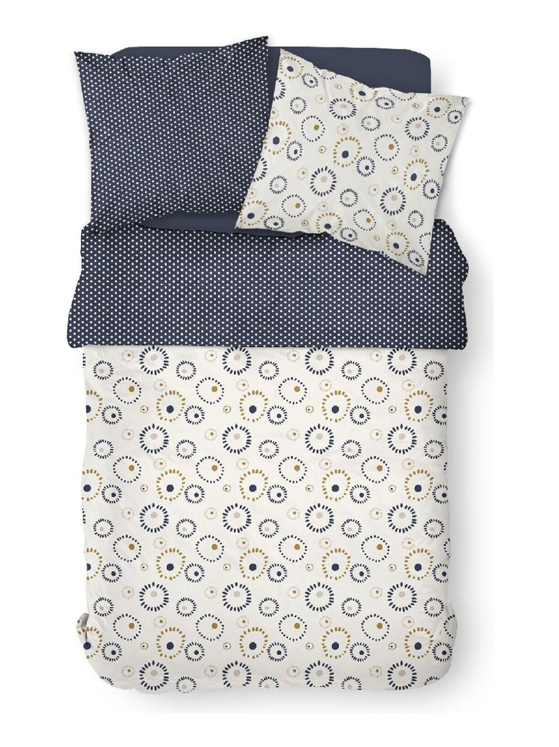 Parure de lit 2 personnes imprimé graphique coton SUNSHINE ALICE Beige - Kiabi