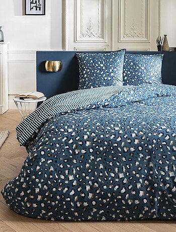 Parure de lit 2 personnes imprimé léopard réversible rayé - Future Home