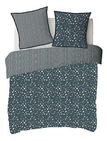 Parure de lit 2 personnes imprimé léopard réversible rayé - Future Home