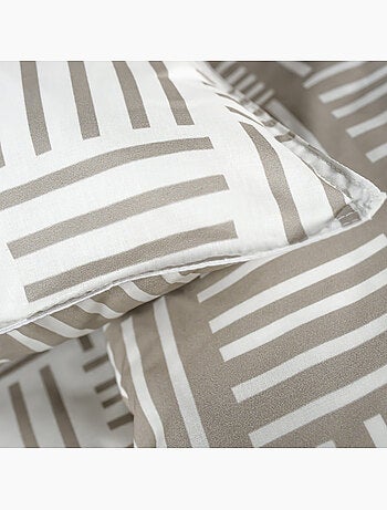 Parure de lit 2 personnes imprimé rayures coton SUNSHINE ABIGA