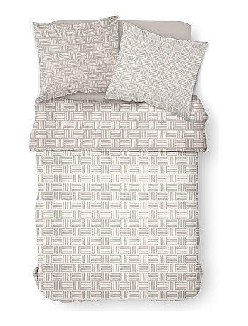 Parure de lit 2 personnes imprimé rayures coton SUNSHINE ABIGA