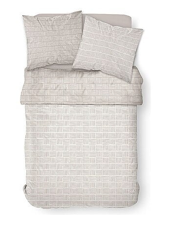 Parure de lit 2 personnes imprimé rayures coton SUNSHINE ABIGA