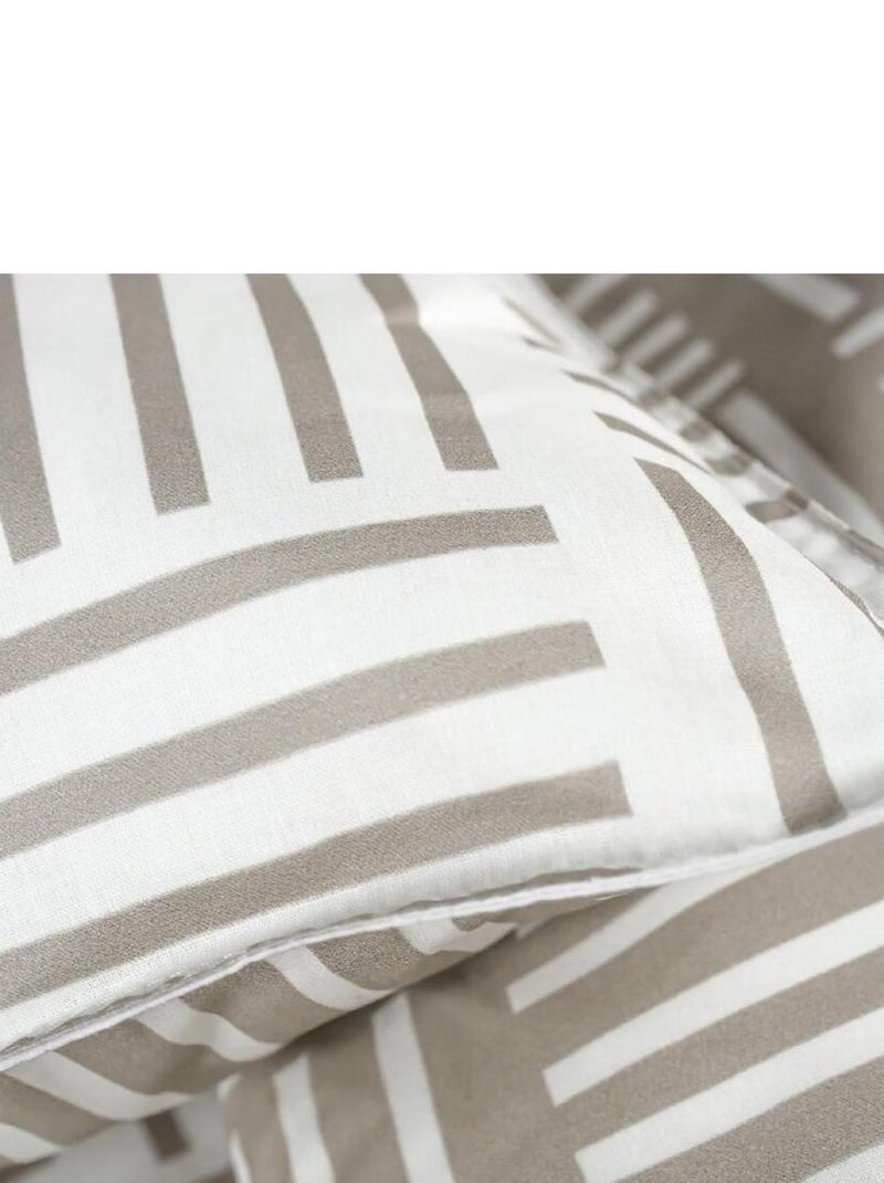 Parure de lit 2 personnes imprimé rayures coton SUNSHINE ABIGA Beige - Kiabi