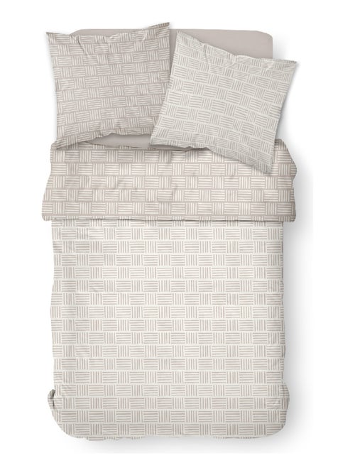 Parure de lit 2 personnes imprimé rayures coton SUNSHINE ABIGA - Kiabi
