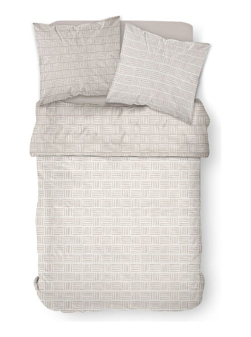 Parure de lit 2 personnes imprimé rayures coton SUNSHINE ABIGA - Kiabi