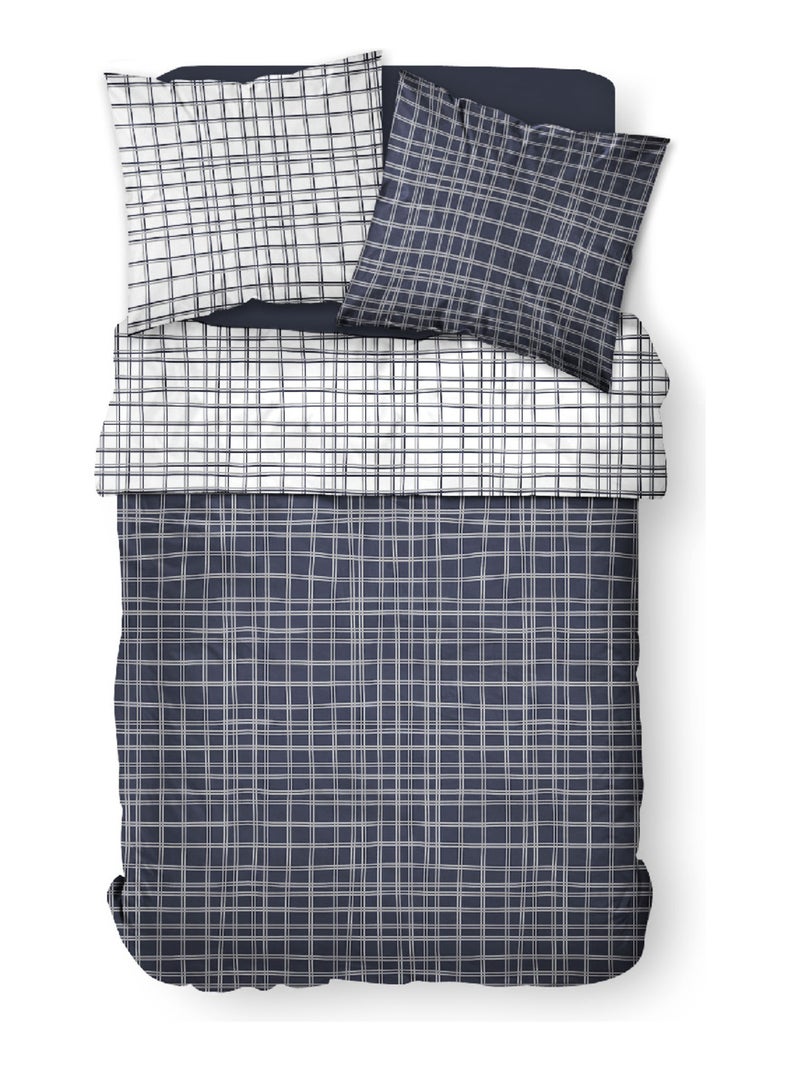 Parure de lit 2 personnes imprimé rayures coton SUNSHINE DANI Blanc - Kiabi