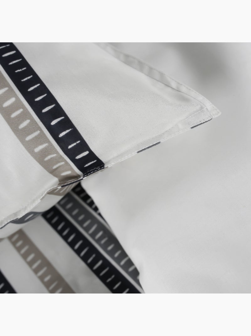 Parure de lit 2 personnes imprimé rayures coton SUNSHINE JESS Blanc - Kiabi