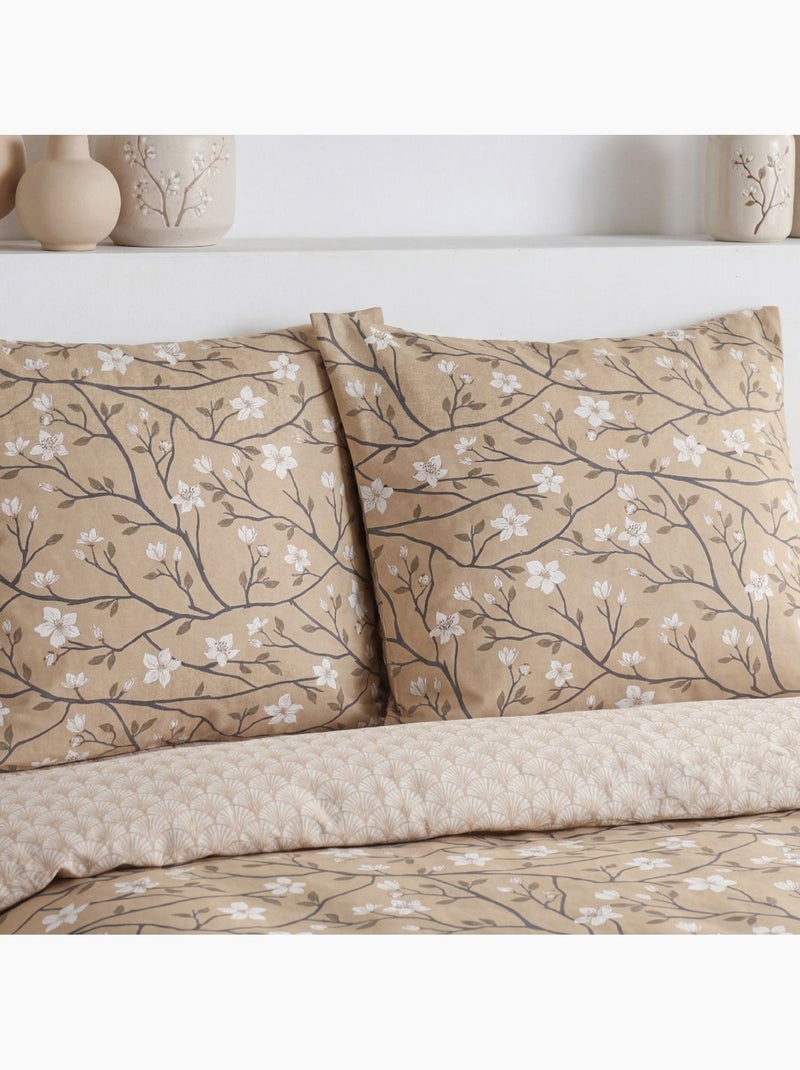 Parure de lit 2 personnes imprimé SUNSHINE VALENTINA Beige - Kiabi