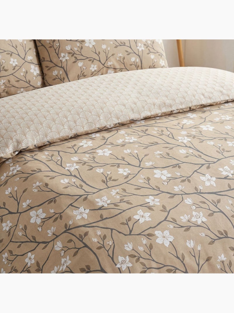 Parure de lit 2 personnes imprimé SUNSHINE VALENTINA Beige - Kiabi