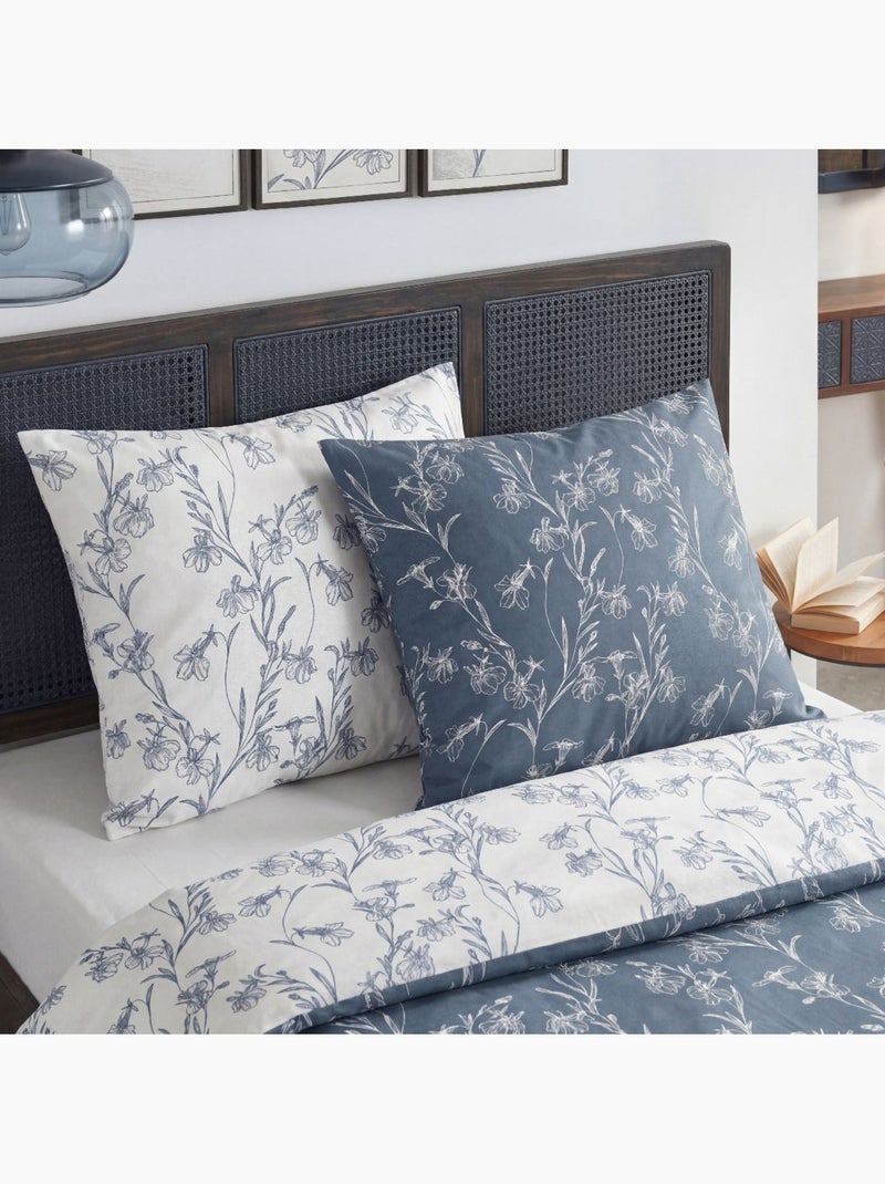 Parure de lit 2 personnes imprimé SUNSHINE VIOLETTE Bleu - Kiabi