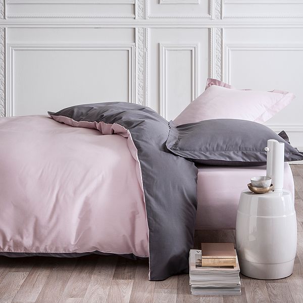 Parure De Lit 2 Personnes Reversible Null Rose Gris Kiabi 40 00